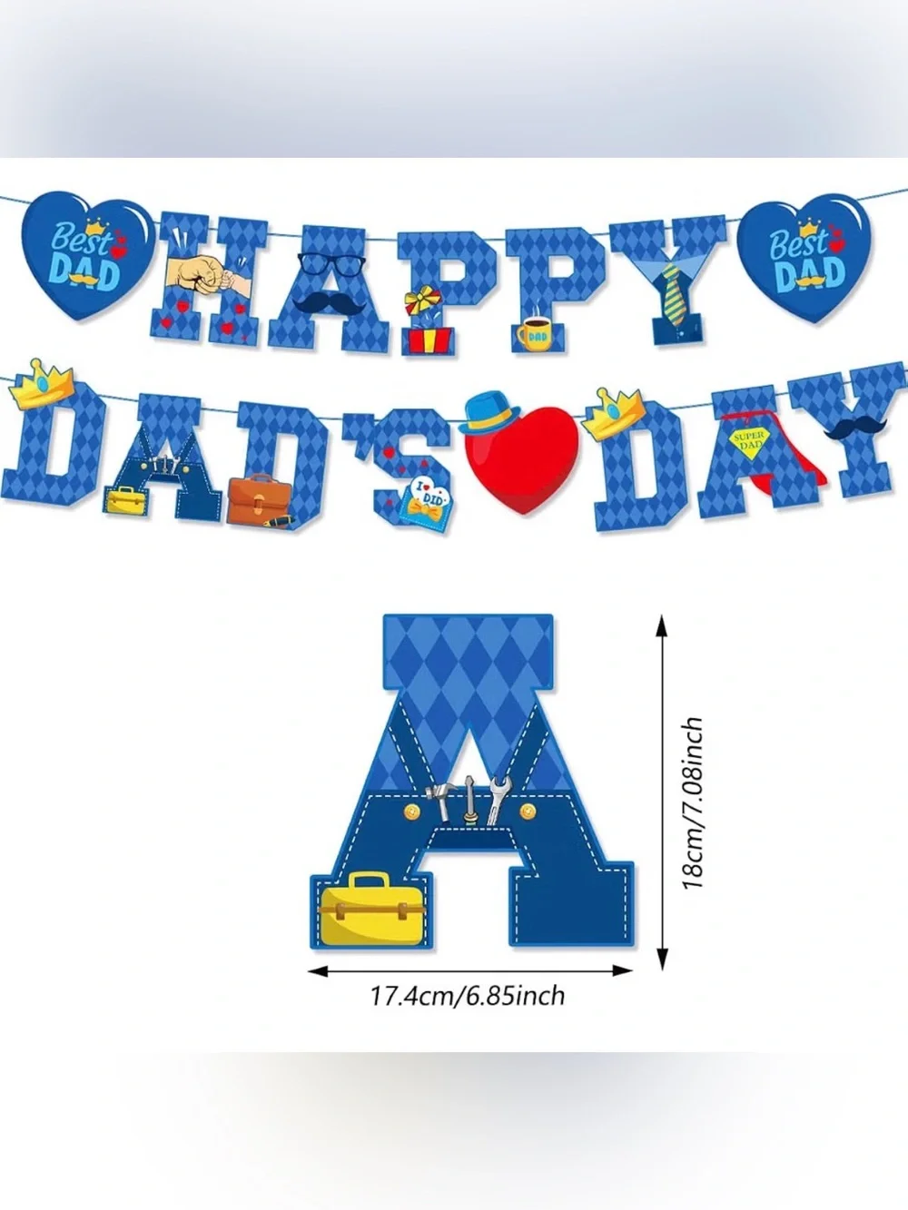 Father's Day Blue Hanging Swirl Decorations - Party Banner Set NEW